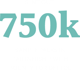 Sent out 750k sample packs in partnership with Bounty for Dettol.