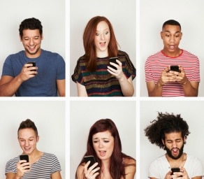 Image of different individuals with phones